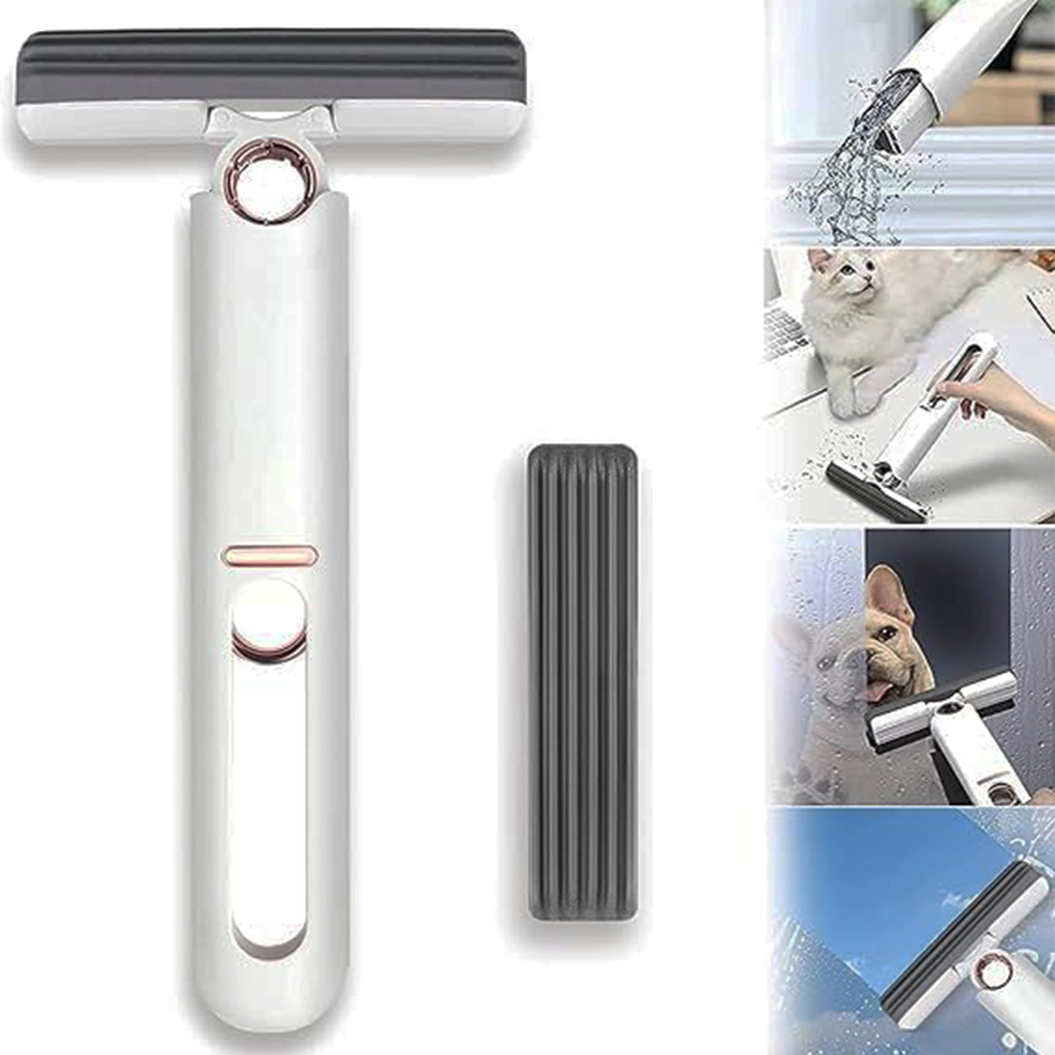 4707 Portable Self-squeeze Short Mop Mini Hand Wash-free Strong Absorbent Mop With 1 Cotton Head Cleaning Sponge For Bathroom Kitchens Table